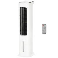 HOMCOM Evaporative Air Cooler, 5L Water Tank Oscillating Ice Cooling Fan with 3 Modes, 3 Speeds, Remote Control, Timer, and Oscillation, White(m-15)