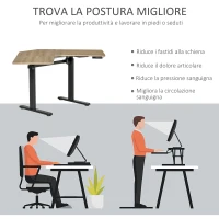 Vinsetto Scrivania Motorizzata Angolare, Tavolo Sollevabile a 4 Altezze con Regolazione Elettrica, Alluminio e MDF, 167x101x72-122cm, Colore Legno(m-5)
