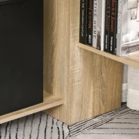 HOMCOM Bureau Informatique Bureau d'angle Contemporain avec étagères Panneaux Particules chêne Clair(m-6)