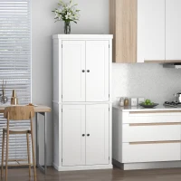 HOMCOM MDF Colonial Freestanding Kitchen Pantry Shelves Cabinet, 76W x 40.5D x 184Hcm-White(m-2)