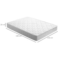 HOMCOM Materasso Matrimoniale 140x190x20 cm in Memory Foam con Molle Insacchettate e Fodera Trapuntata Traspirante(m-3)