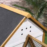 PawHut Chicken Coop, Rabbit Hutch, Hen House, Wooden Poultry Cage with Outdoor Run, Nesting Box, Removable Tray, Window and Lockable Door, 197 x 93 x 110cm(m-8)