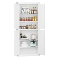 HOMCOM MDF Colonial Freestanding Kitchen Pantry Shelves Cabinet, 76W x 40.5D x 184Hcm-White(m-11)
