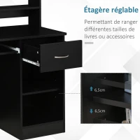 HOMCOM Bureau Informatique Table d'ordinateur Multi-rangements en bois Noir(m-6)