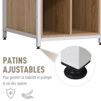 HOMCOM Bureau Informatique multimédia avec Multi-rangements Grand Plateau Panneaux Particules Blanc Aspect chêne(m-5)