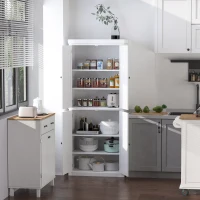 HOMCOM MDF Colonial Freestanding Kitchen Pantry Shelves Cabinet, 76W x 40.5D x 184Hcm-White(m-10)