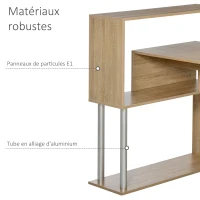 HOMCOM Bureau d'angle Design Contemporain bibliothèque intégrée en S Panneaux Particules chêne Clair Alliage alu.(m-6)