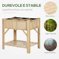Outsunny Letto per Orto Rialzato con 6 Scomparti in Legno di Abete, 78.5x58x81cm(m-7)