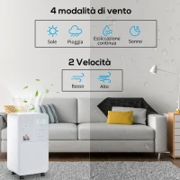 HOMCOM Deumidificatore Portatile da 12L, 4 Modalità e 2 Velocità, Timer 24h, 28x20x50.5cm, Bianco(m-6)