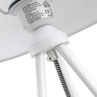 HOMCOM 40W Tripod Table Lamp Metal Base Fabric Shade Warm Light Bedroom Living Room Home w/ Switch Anti Slip Feet White(m-10)