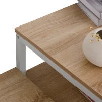 HOMCOM Bureau Informatique multimédia avec Multi-rangements Grand Plateau Panneaux Particules Blanc Aspect chêne(m-7)