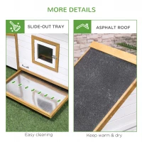 PawHut Chicken Coop, Rabbit Hutch, Hen House, Wooden Poultry Cage with Outdoor Run, Nesting Box, Removable Tray, Window and Lockable Door, 197 x 93 x 110cm(m-7)