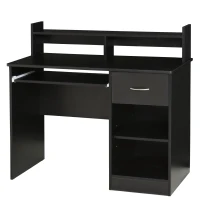 HOMCOM Bureau Informatique Table d'ordinateur Multi-rangements en bois Noir(m-1)