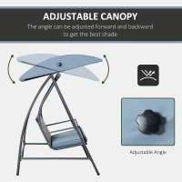 Outsunny 2-3 Seater Outdoor Garden Rattan Swing Chair with Adjustable Canopy Removable Cushion Hammock Seater Bench Bed Lounger, Mixed Grey(m-4)