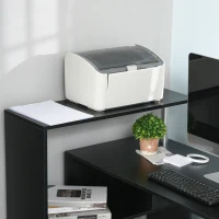 HOMCOM Bureau d'angle Design Contemporain bibliothèque intégrée en S Panneaux Particules Noir Alliage alu.(m-7)