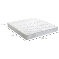 HOMCOM Materasso Matrimoniale 180x190x20 cm in Memory Foam con Molle Insacchettate e Fodera Trapuntata Traspirante(m-3)