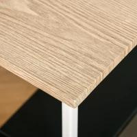 HOMCOM L-Shaped Desk Corner Computer Desk with Storage Shelf, Cord Holes, Natural Wood Color(m-11)