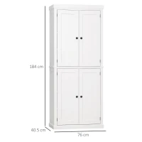 HOMCOM MDF Colonial Freestanding Kitchen Pantry Shelves Cabinet, 76W x 40.5D x 184Hcm-White(m-3)