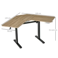 Vinsetto Scrivania Motorizzata Angolare, Tavolo Sollevabile a 4 Altezze con Regolazione Elettrica, Alluminio e MDF, 167x101x72-122cm, Colore Legno(m-3)