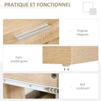 HOMCOM Bureau informatique bureau d'angle avec rangement table angulaire avec étagères, placard, tiroir aspect chêne clair(m-6)