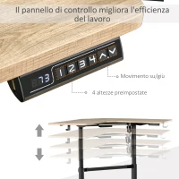 Vinsetto Scrivania Motorizzata Angolare, Tavolo Sollevabile a 4 Altezze con Regolazione Elettrica, Alluminio e MDF, 167x101x72-122cm, Colore Legno(m-4)