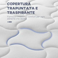 HOMCOM Materasso Matrimoniale 180x190x20 cm in Memory Foam con Molle Insacchettate e Fodera Trapuntata Traspirante(m-6)