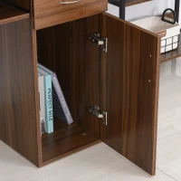 HOMCOM Bureau informatique table d'ordinateur multimédia multi-rangements avec étagère tiroir tablette clavier MDF 120 x 60 x 74 cm noyer(m-9)