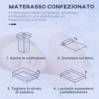 HOMCOM Materasso Matrimoniale 140x190x20 cm in Memory Foam con Molle Insacchettate e Fodera Trapuntata Traspirante(m-7)