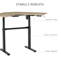 Vinsetto Scrivania Motorizzata Angolare, Tavolo Sollevabile a 4 Altezze con Regolazione Elettrica, Alluminio e MDF, 167x101x72-122cm, Colore Legno(m-7)
