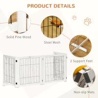 PawHut Freestanding Folding Pet Gate 4 Panels Dog Puppy Barrier with Support Feet(m-6)