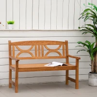 Outsunny 2-Seater Wooden Garden Bench Outdoor Patio Loveseat for Yard, Lawn, Porch, Natural(m-9)