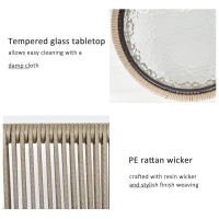 Outsunny 3 PCS Webbed Wicker Rattan Patio Furniture Conversation Bistro Set  2 Chairs 1 Coffee Table w/ Metal Legs for Garden, Backyard, Deck(m-5)