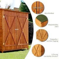 Outsunny Geräteschuppen mit Beistelltisch  Tannenholz  139 cm x 75 cm x 160 cm(m-7)