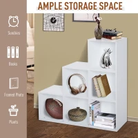 HOMCOM 3-tier Step 6 Cubes Storage Unit Particle Board Cabinet Bookcase Organiser Home Office Shelves - White(m-4)