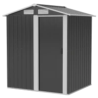 Outsunny 5ft× 4.3ft Outdoor Storage Shed, Tool Storage Shed with Sliding Door, Sloped Roof and Floor Foundation for Garden, Backyard, Patio, Lawn, Grey(m-1)
