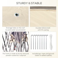 Outsunny 3.3 x 3.3m Pop Up Gazebo Four Sides Double Roof Foldable Canopy Tent Height Adjustable and Carrying Bag, Event Tent for Patio Garden Backyard Steel Beige(m-7)