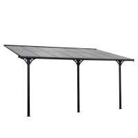 Outsunny Outdoor Patio Wall-mounted 4.35 x 3(m) Gazebo Pergola, Aluminum Post, PC Roof(m-11)