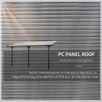 Outsunny Outdoor Patio Wall-mounted 4.35 x 3(m) Gazebo Pergola, Aluminum Post, PC Roof(m-6)