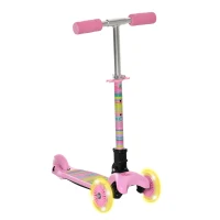 HOMCOM Toddler Scooter, 3 Wheel Scooter, Foldable Adjustable Height LED Flashing Wheels for Boys&Girls 3-8 Years Pink(m-1)