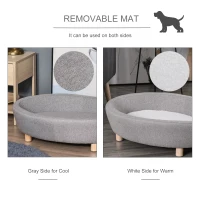 PawHut Pet Sofa Couch for Medium-Sized Dog Cushioned Bed Wooden legs, Light  Grey 81cm x 61cm x 24cm Grey(m-5)