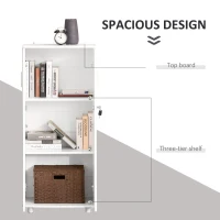 HOMCOM 3-Tier Bookcase Display Shelf Unit with Steel Leg Lock Door Home Furniture Study Office Living Room Bedroom White(m-5)