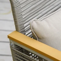 Outsunny 4 Piece Patio Wicker Sofa Set, Outdoor PE Rattan Conservatory Furniture with Cushions, Pillows, and Tempered Glass Table for Backyard, Garden, Grey(m-8)