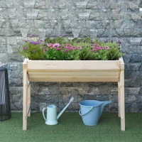 Outsunny Raised Garden Bed, Wooden Elevated Planter Box for Backyard, Patio to Grow Vegetables, Herbs, and Flowers, 108.5cmx60cmx80cm(m-10)
