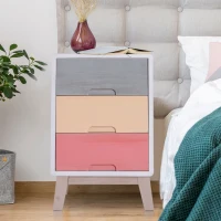 HOMCOM Wooden 3 Chest of Drawers Cabinet Storage Stand Bedside Telephone Table Night Stand Multi-coloured 30D x 51H x 34Wcm(m-8)