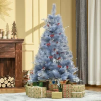 HOMCOM Indoor Christmas Tree Artificial Berry Snow Xmas Decoration with Metal Stand and 222 Tips (5FT(150CM))(m-2)