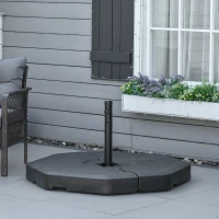 Outsunny Detachable Patio Umbrella Base, Cantilever Parasol Base Stand Outdoor Umbrella Weights, Filled with Sand and Water up to 140KG, Black(m-2)