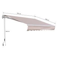 Outsunny Window Awning Canopy Garden Shelter w/ Hand Crank (3 x 2m, Coffee) Outdoor Door Wall Mounted Yard Patio Cover(m-3)