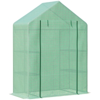 Outsunny Walk In Greenhouse for Outdoor, Portable Gardening Plant Grow House with 2 Tier Shelf, Roll-Up Zippered Door, PE Cover, 141 x 72 x 191cm, Green