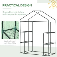 Outsunny Walk In Greenhouse for Outdoor, Portable Gardening Plant Grow House with 2 Tier Shelf, Roll-Up Zippered Door, PE Cover, 141 x 72 x 191cm, Green(m-7)
