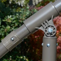 Outsunny 2.7m Garden Banana Parasol Cantilever Umbrella with Crank Handle, Double Tier Canopy and Cross Base for Outdoor, Hanging Sun Shade, Beige(m-9)